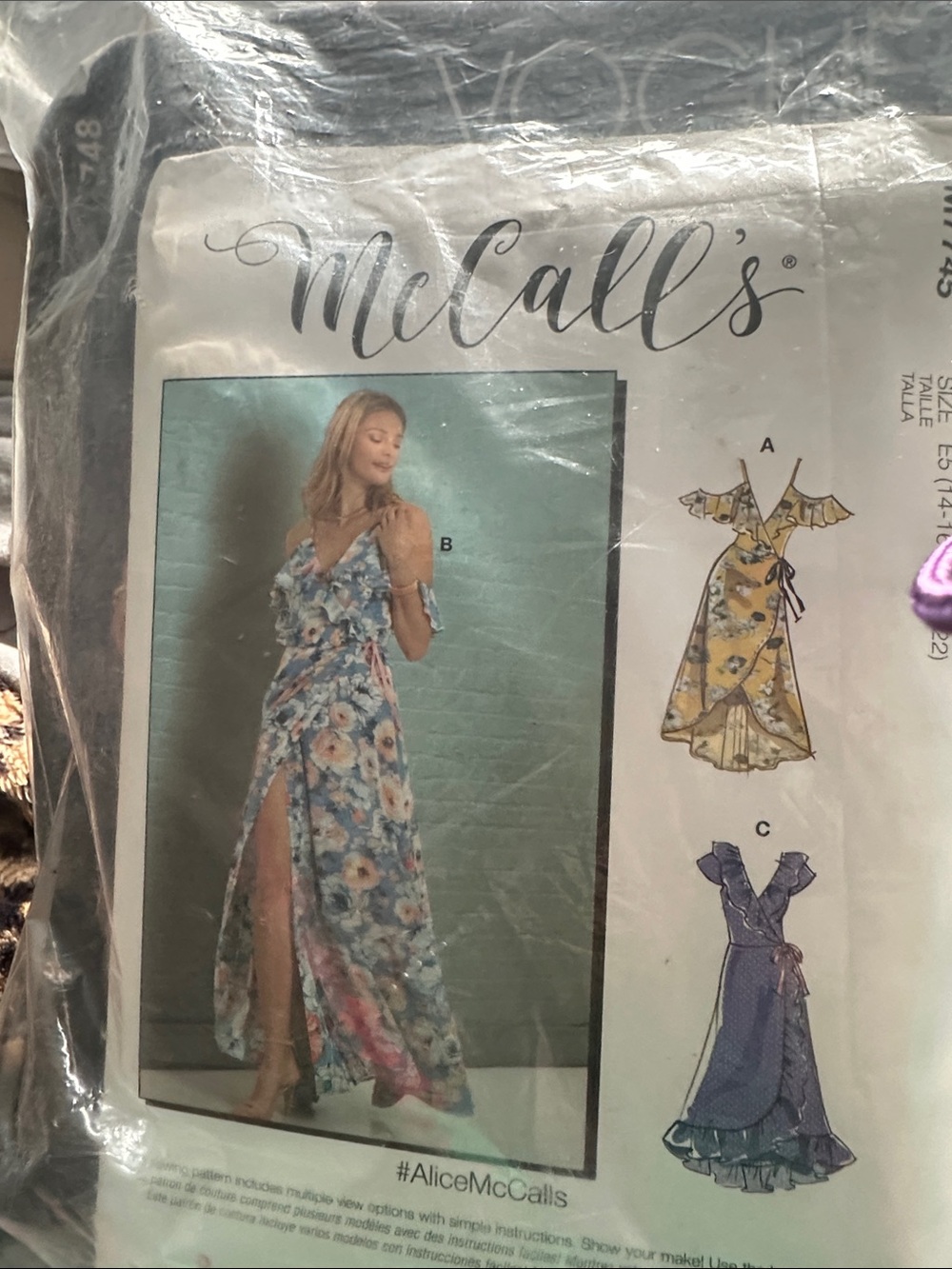 Alice McCall Blue Floral Wrap Maxi Dress with Slit
